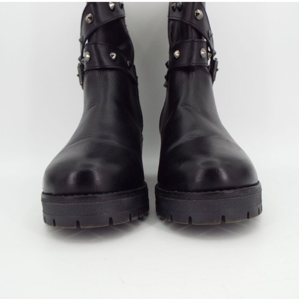 Coach and Four Vio Black Leather Studded Grunge Moto Boots Size 7M - Picture 5 of 12